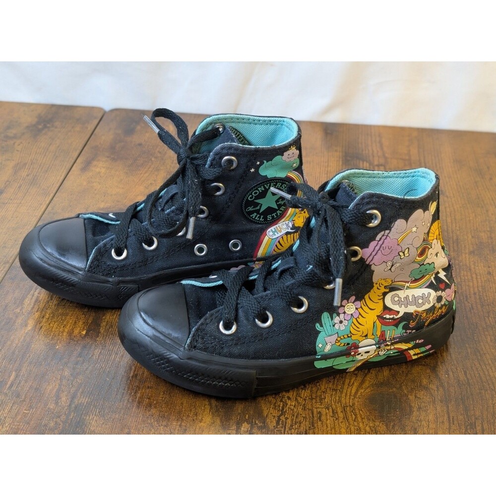 Converse Chuck Taylor All Star Hi Psychedelic Hoops Youth Size 12 Black 371272F